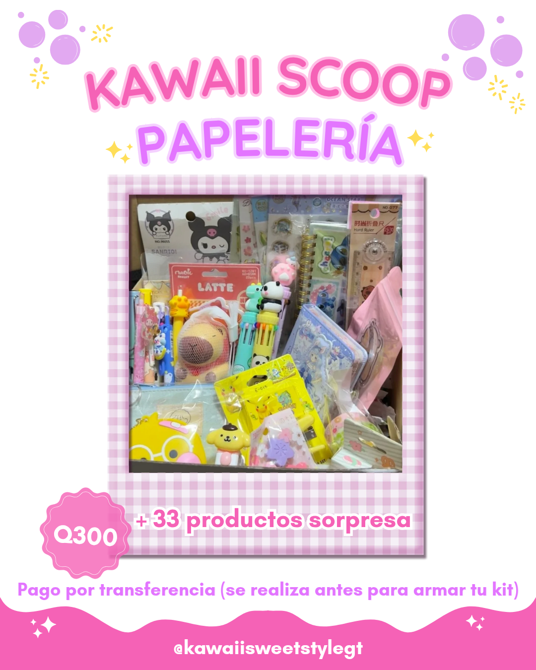 Kawaii Scoop de Papelería Sorpresa | Kit de sorpresa de Papelería Kawaii Guatemala