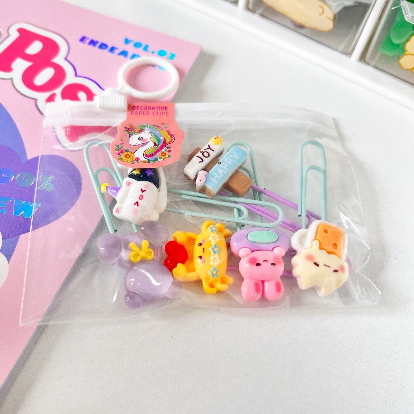 Clips kawaii 3D decorativo