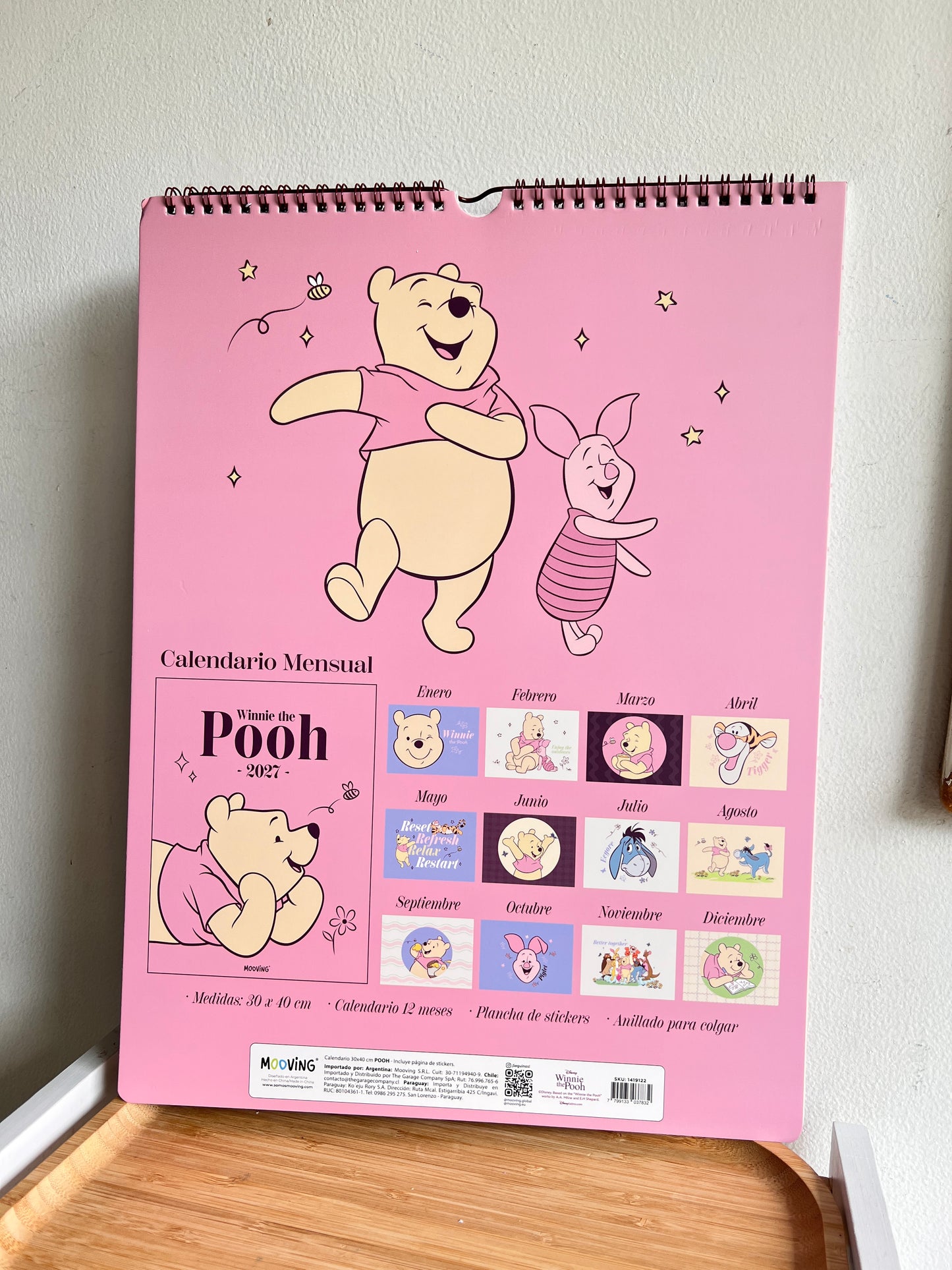 Calendario para pared 2027- Winnie Pooh