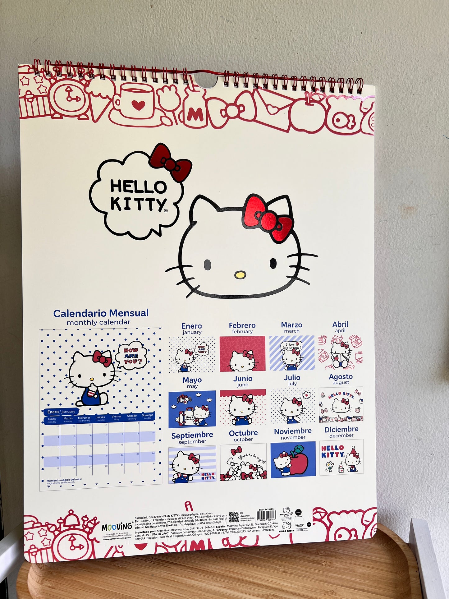 Calendario para pared 2027- Hello Kitty