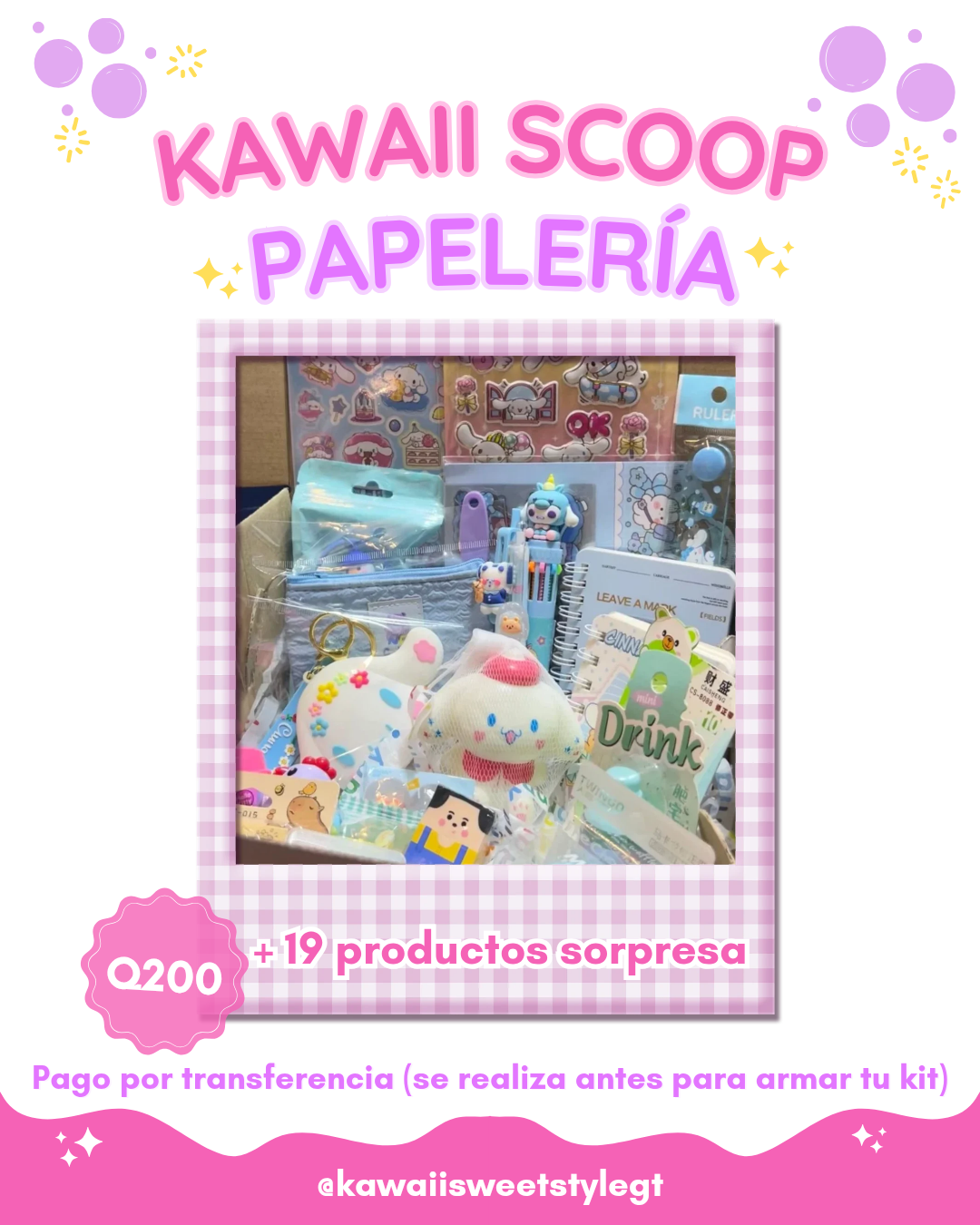 Kawaii Scoop de Papelería Sorpresa | Kit de sorpresa de Papelería Kawaii Guatemala