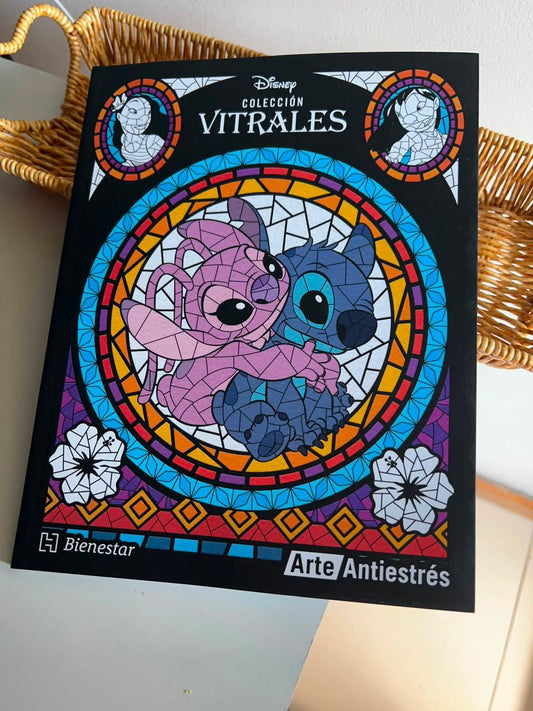 Libro para colorear arte antiestrés Vitrales Disney
