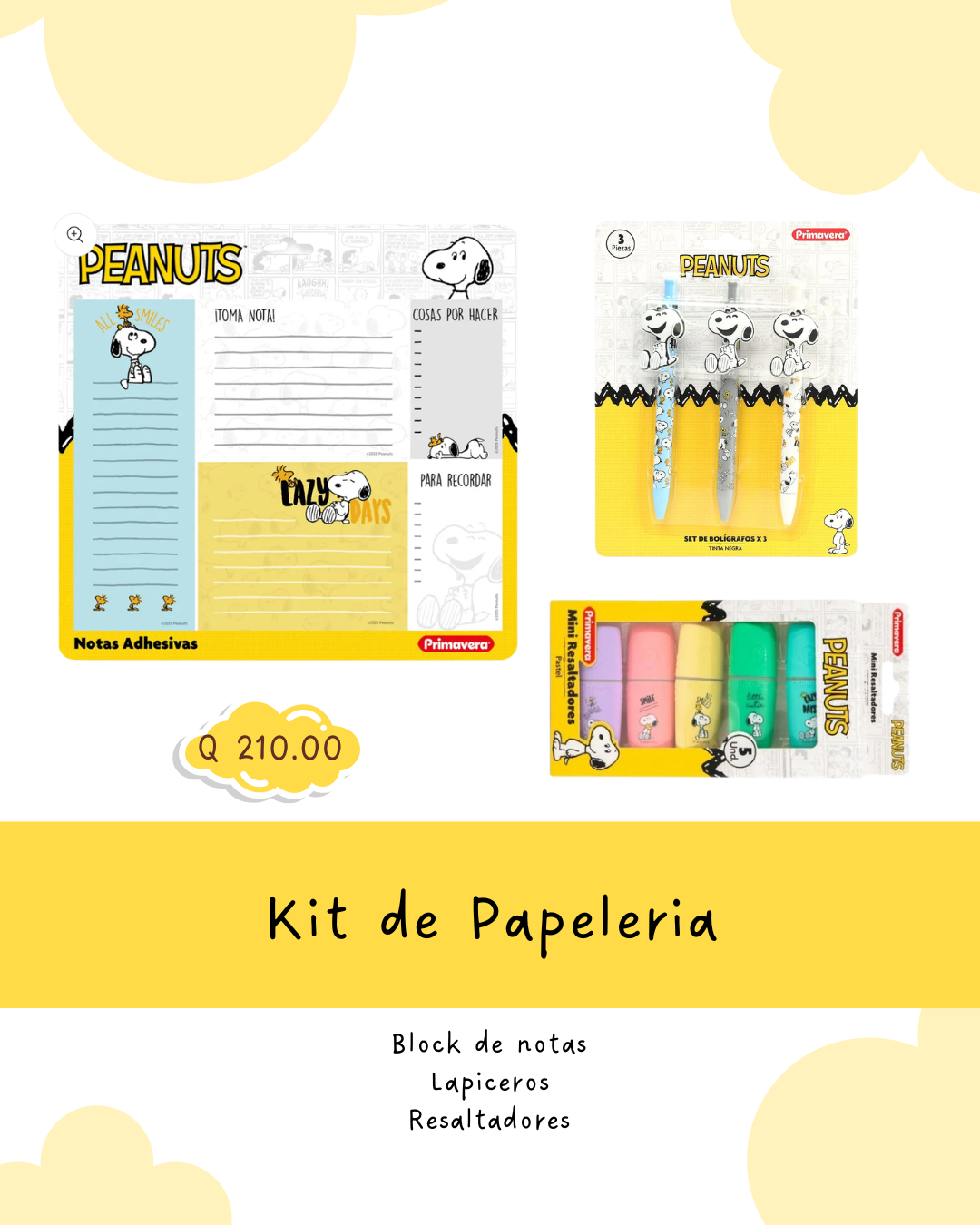 Kit de papelería Snoopy